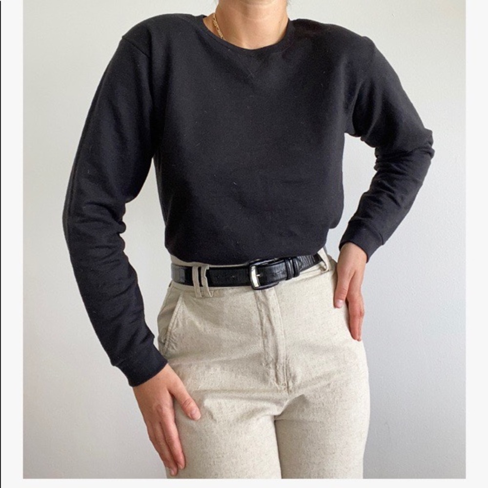 VINTAGE INSPIRED JET BLACK LONG SLEEVE SWEATER